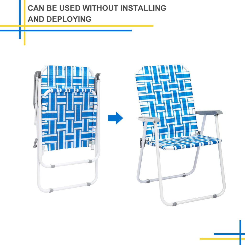 Set of 2 Blue & White Webbed Folding Chairs F1429