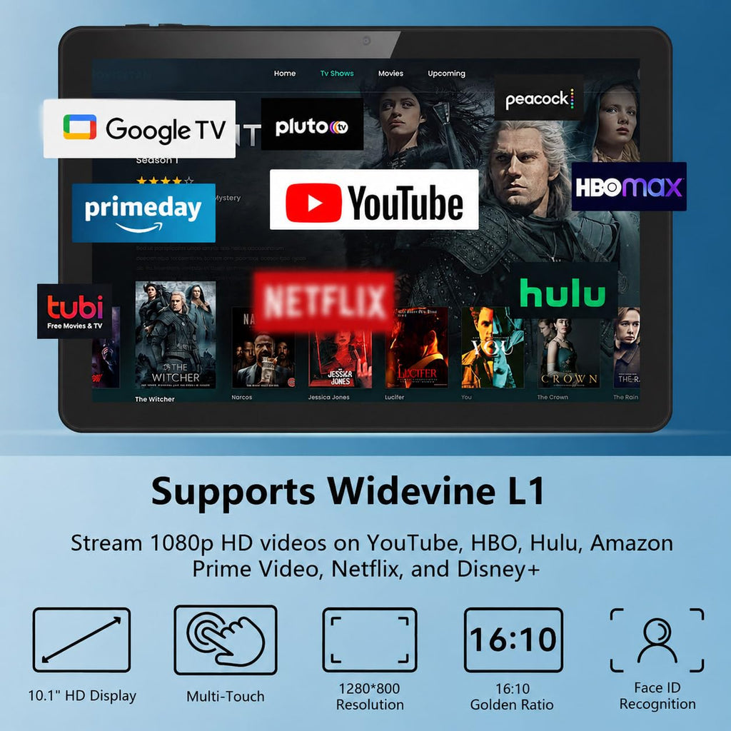 Android Tablet 10 inch, 26GB RAM 128GB ROM 7000 mAh Black O728009