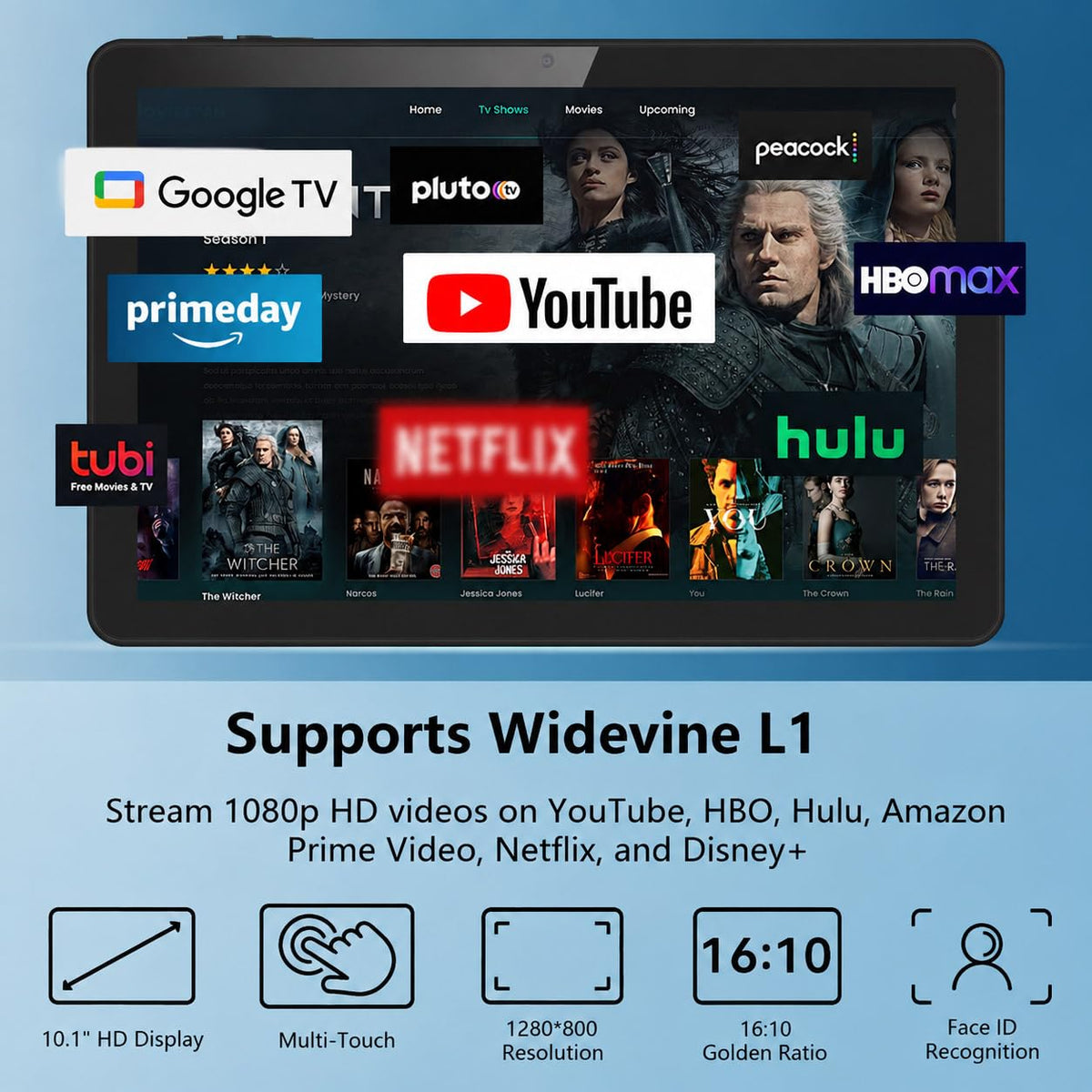 Android Tablet 10 inch, 26GB RAM 128GB ROM 7000 mAh Black O728009