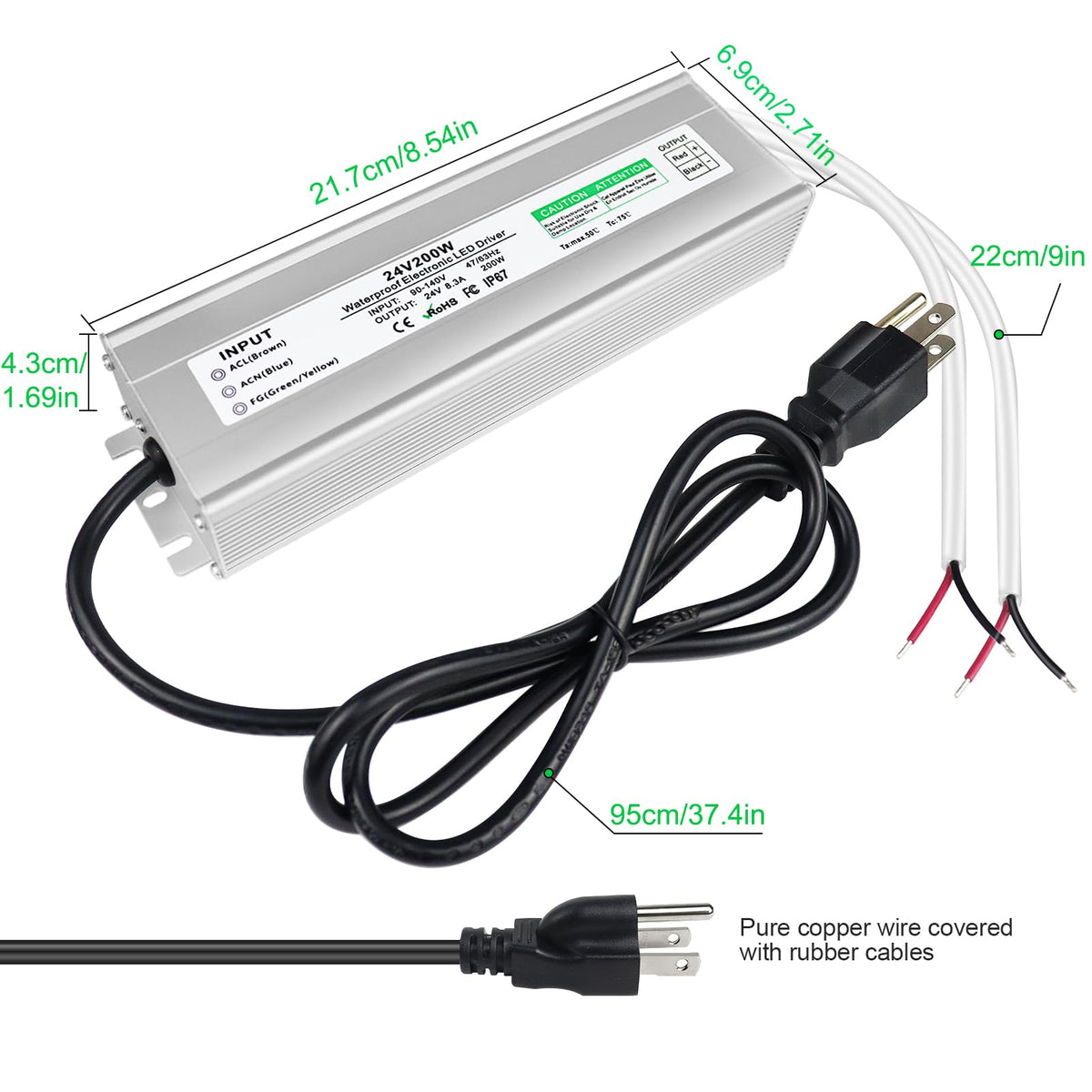 24V 200W IP67 Waterproof LED Power Supply O26561