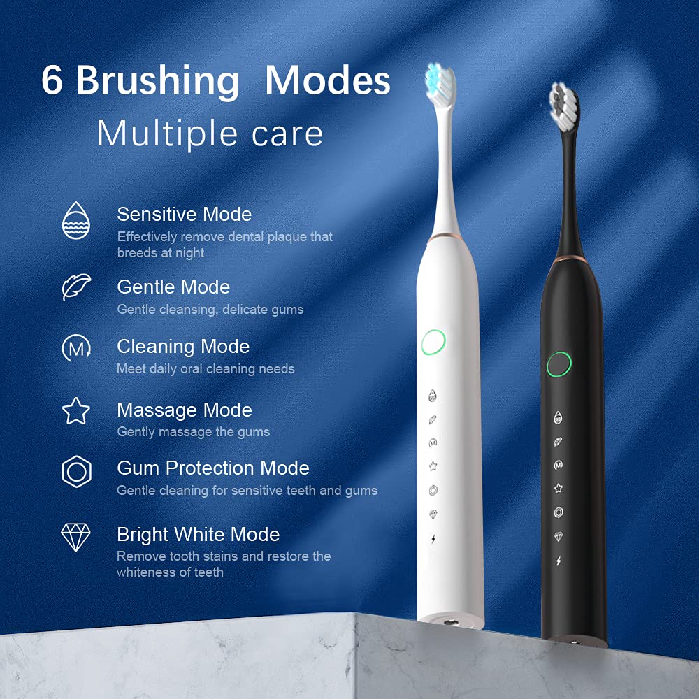 2 Pack Rechargeable Electric Toothbrushes with 8 Brush Heads L48848