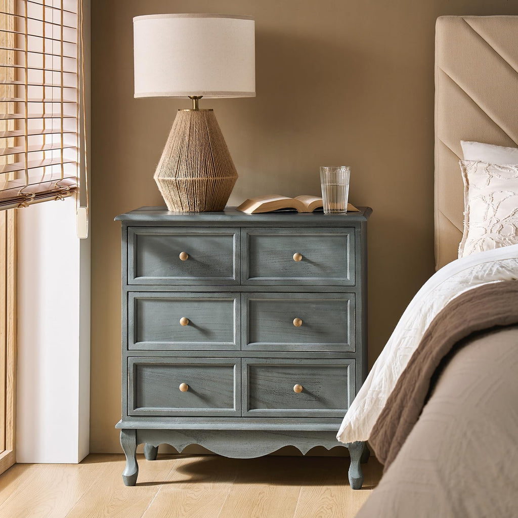 Blue 3-Drawer Nightstand with Charging Station L514346
