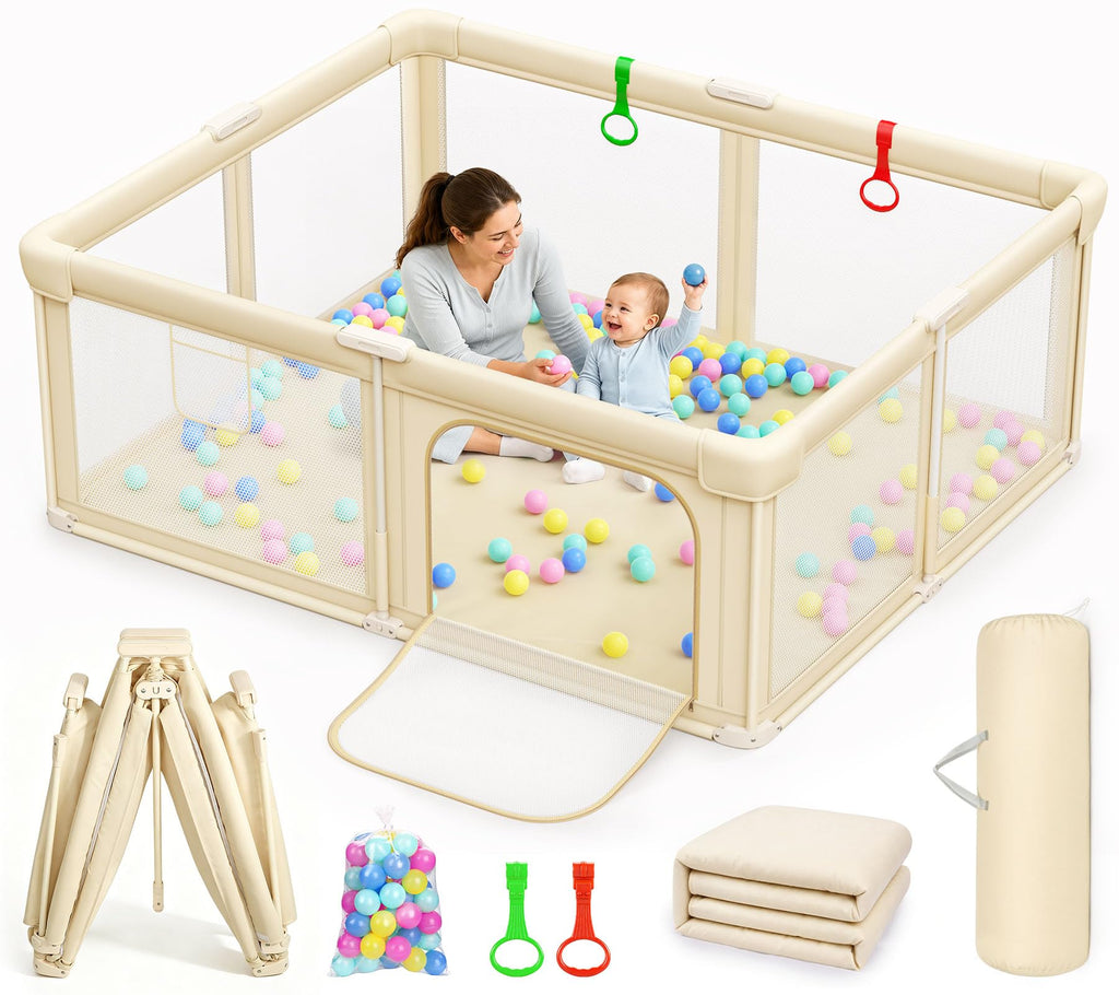Foldable Baby Playpen with Mat J49188