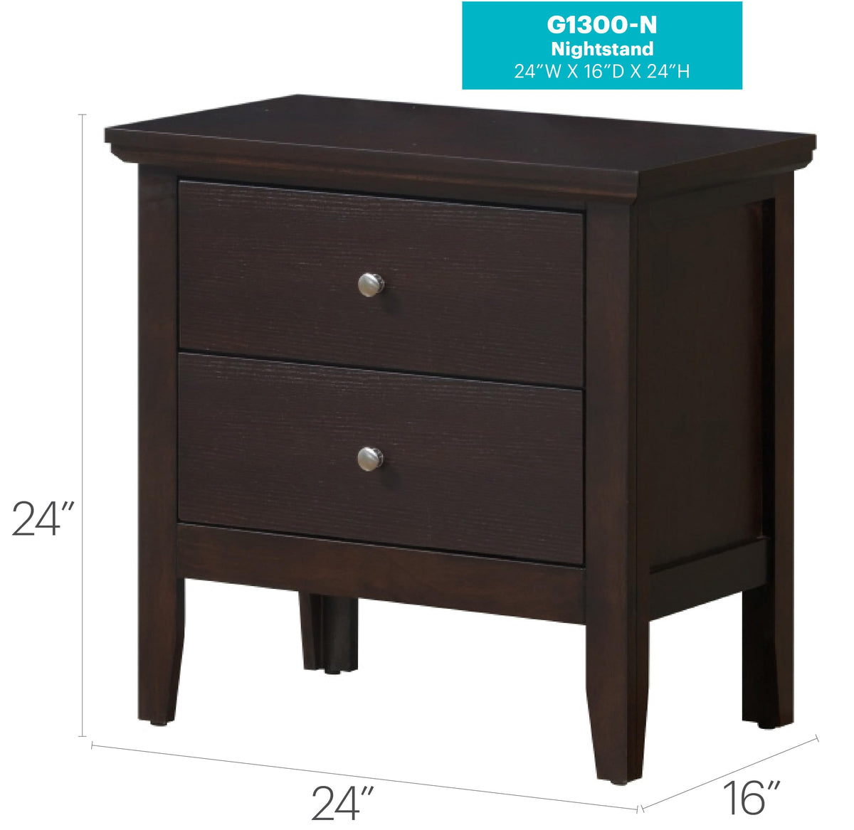 Espresso Nightstand with Storage Drawers A54794