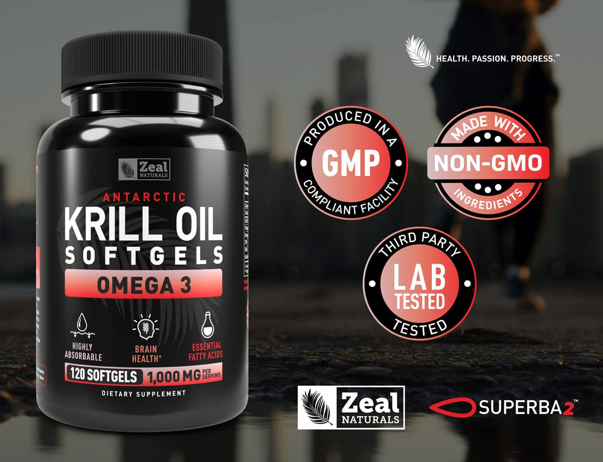 Krill Oil 1000mg 120 Softgels Omega 3 Supplement with EPA DHA Astaxanthin S131