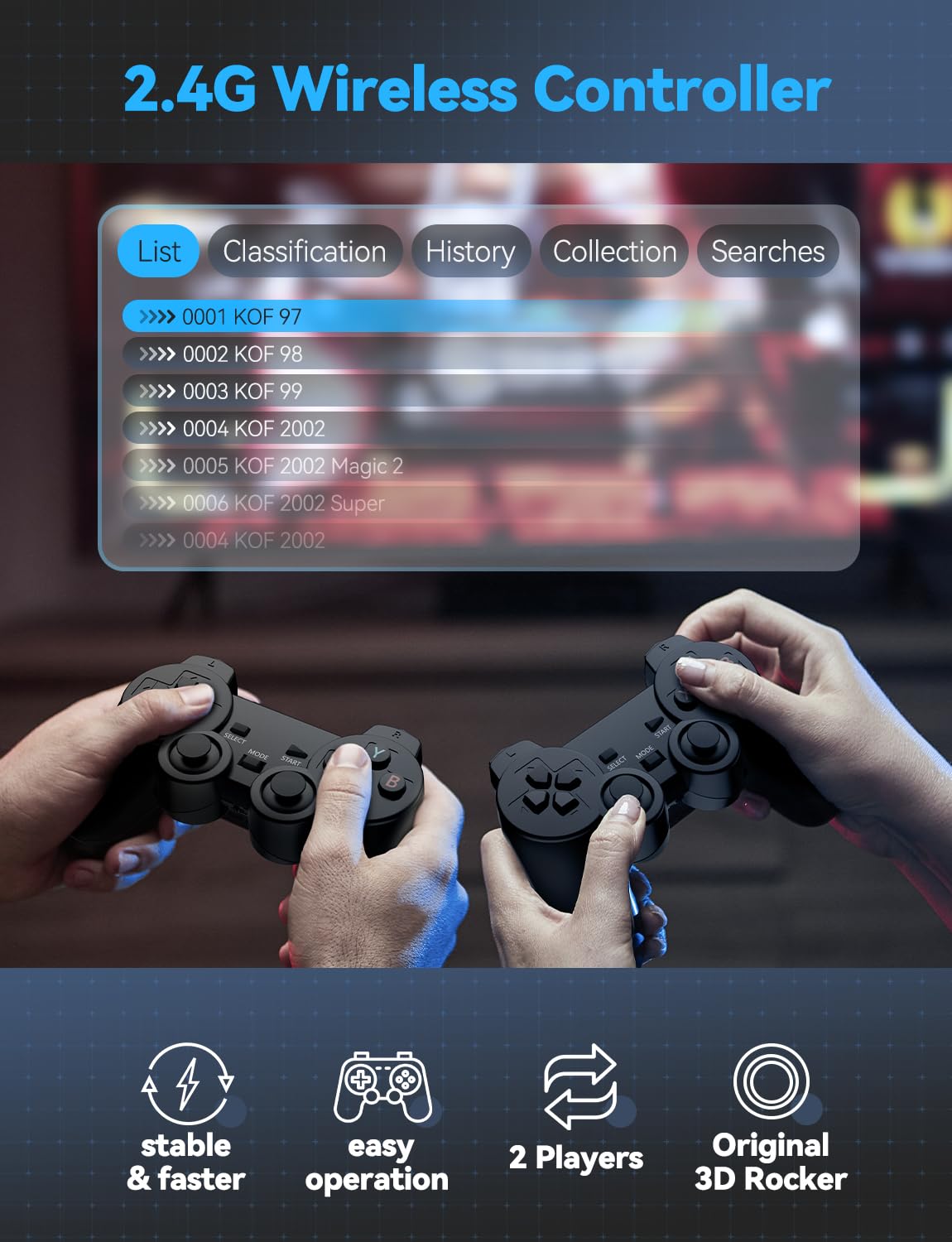 Black 4K Retro Gaming Console with 2.4G Wireless Controllers P711