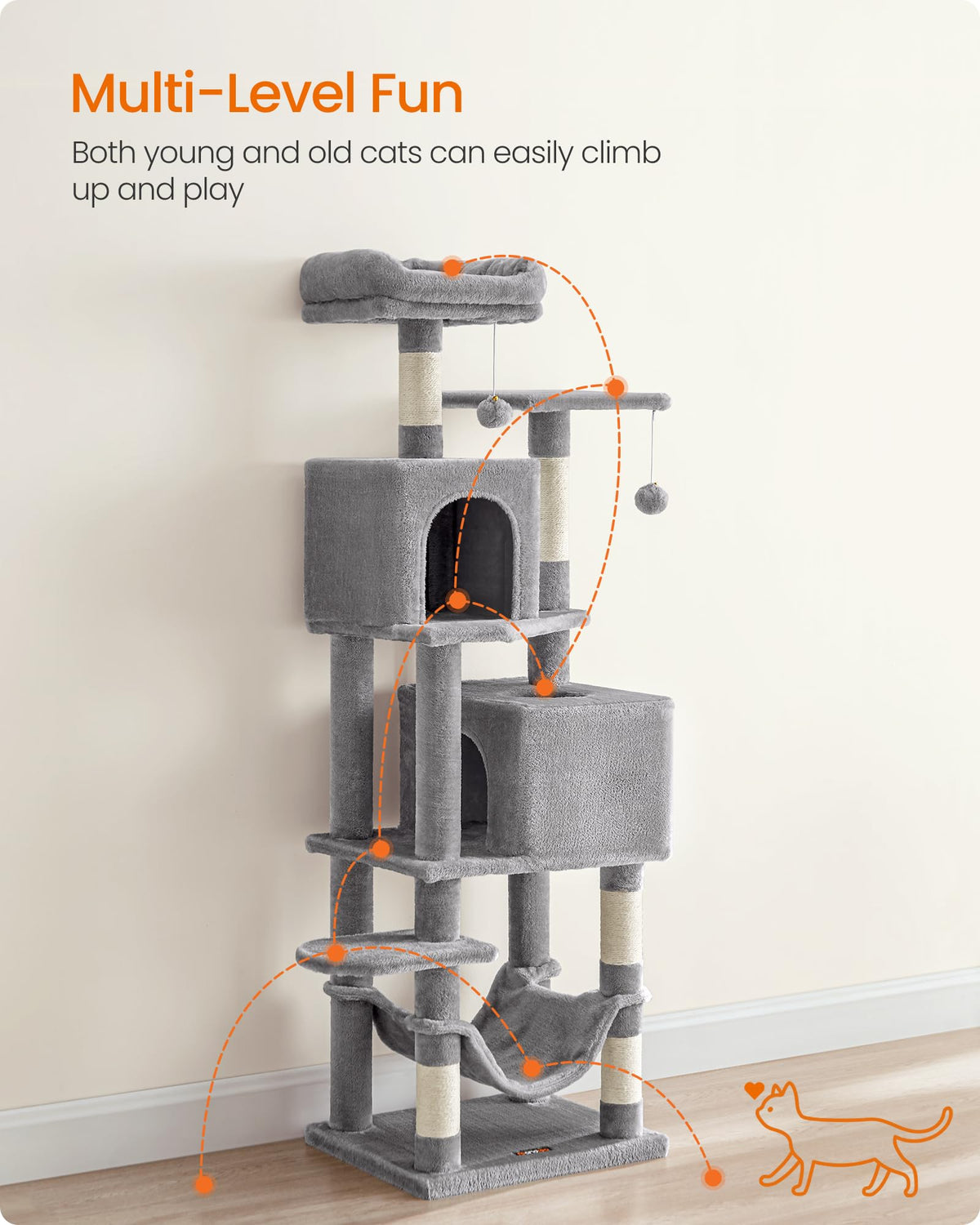 Light Gray Cat Tree H133
