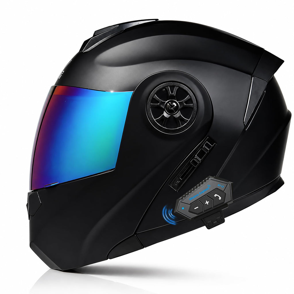 Bluetooth Modular Motorcycle Helmet DOT/ECE Approved Full Face Flip up Anti-Fog Double Visor Built-in Dual Speaker with Microphone E22180