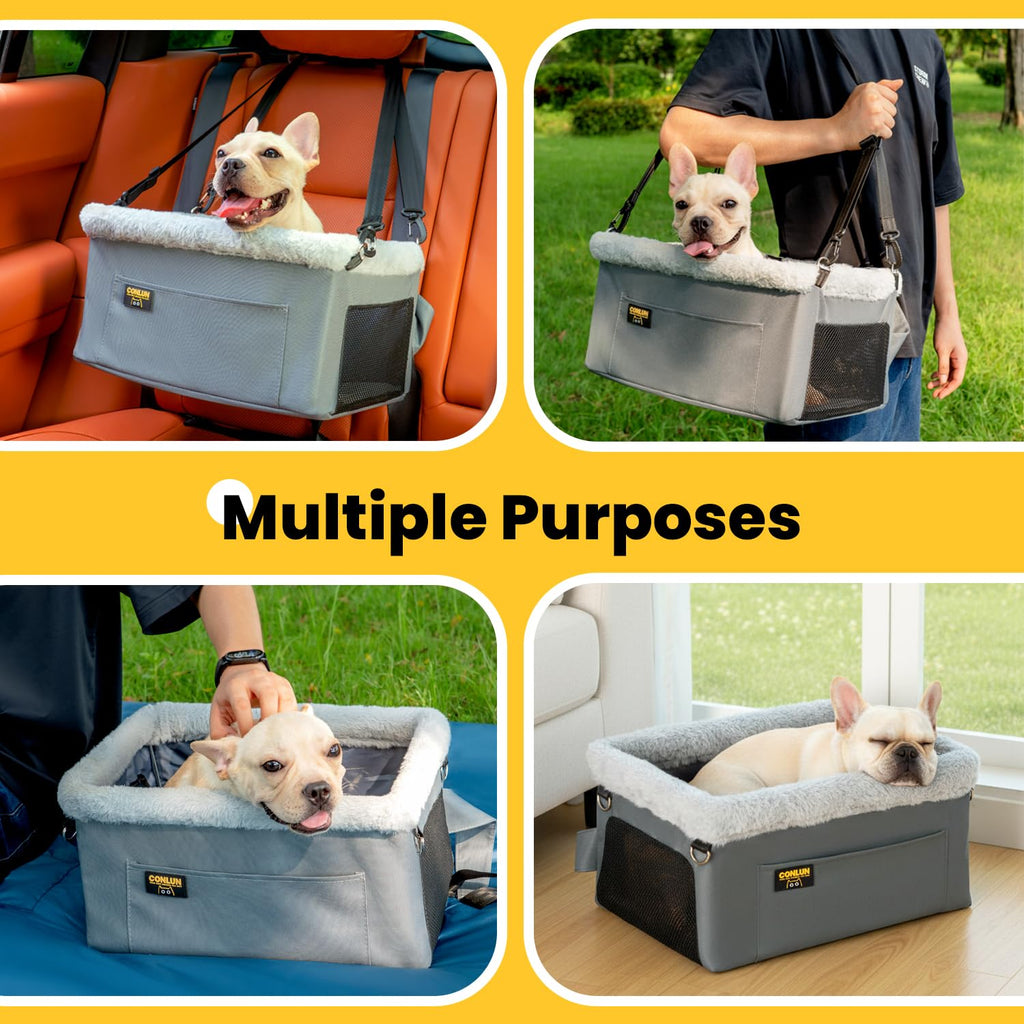 Dog Car Seat Booster Steel Frame Grey S95338