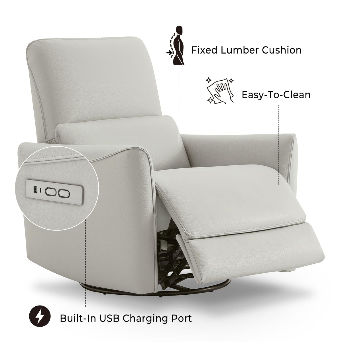 Power Recliner Swivel Glider Chair Cream J970749