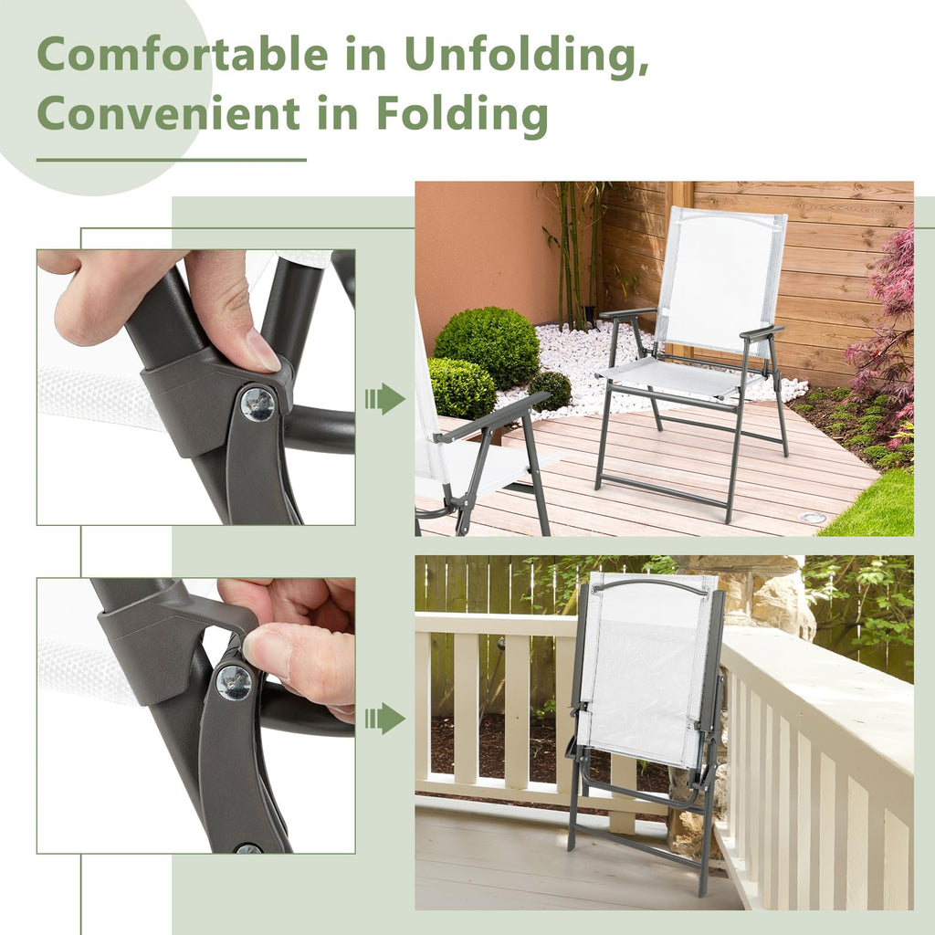 White Set of 2 Folding Patio Chairs with Metal Frame K94618