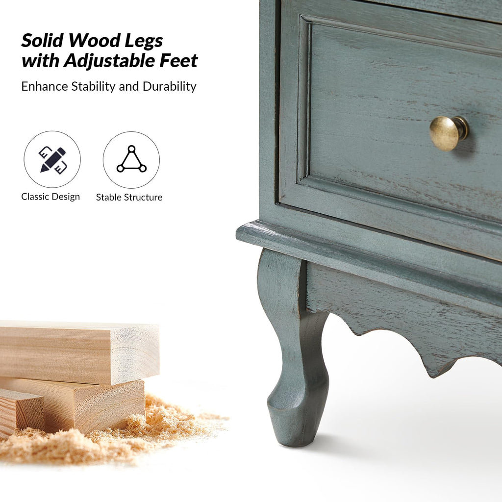 Blue 3-Drawer Nightstand with Charging Station L514346