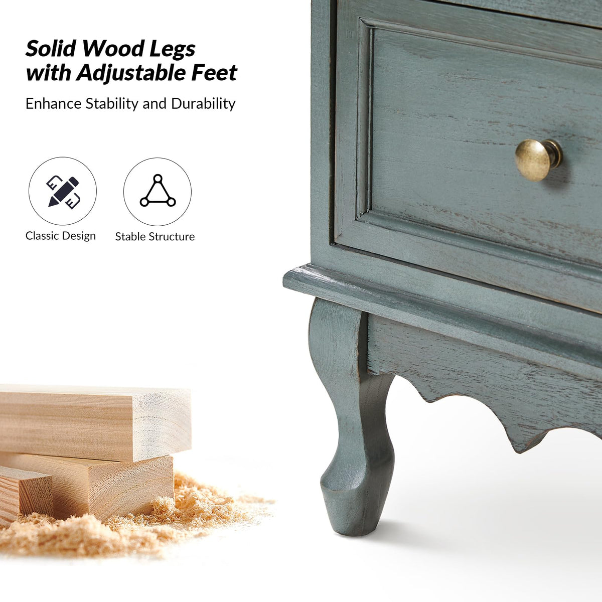 Blue 3-Drawer Nightstand with Charging Station L514346