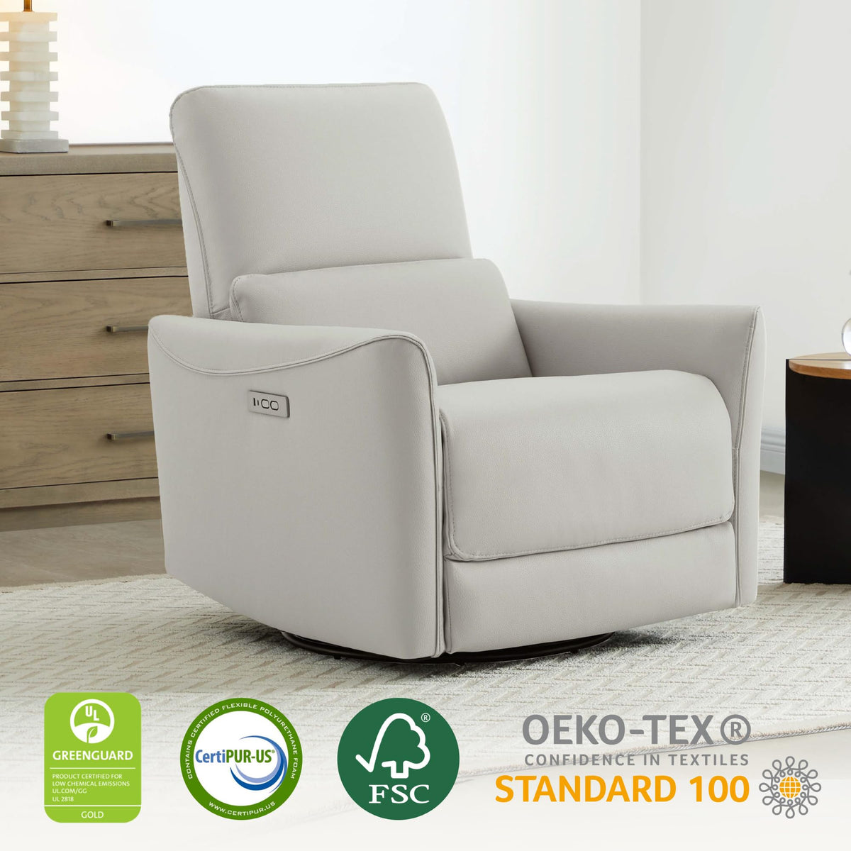 Power Recliner Swivel Glider Chair Cream J970749