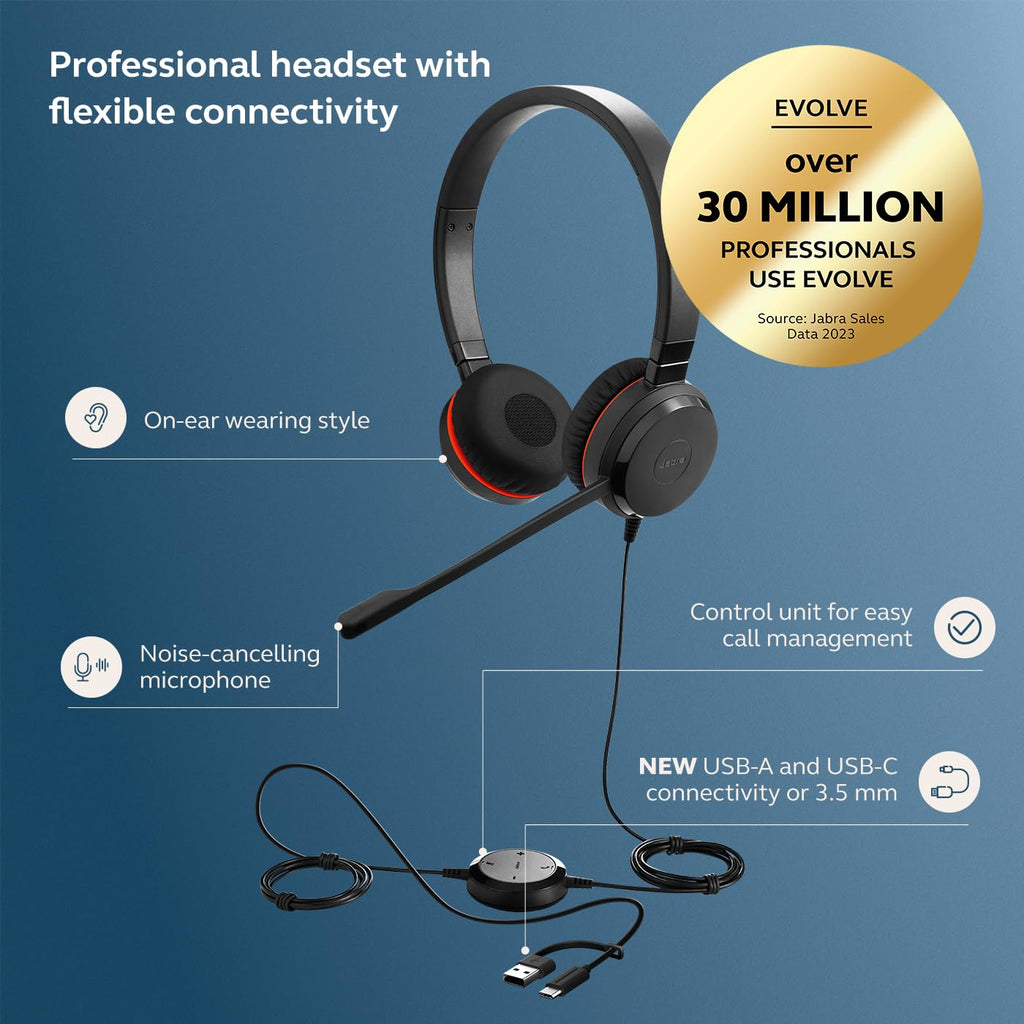 Wired Dual-Ear Headset with Mic, Black N98292