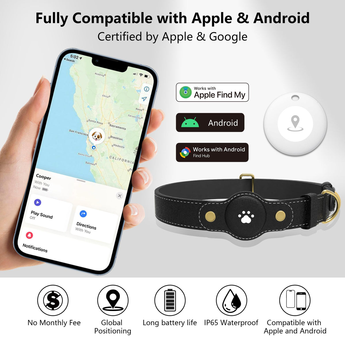 GPS Tracker for Dogs – Smart Dog Collar & Pet Tracker U827305