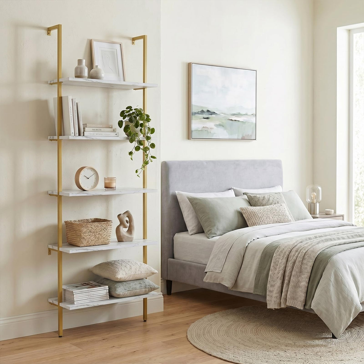 White 5-Tier Ladder Bookshelf O989971