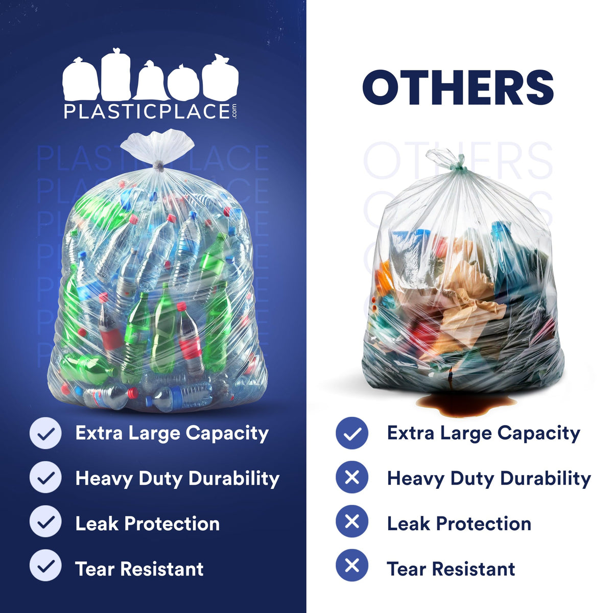 95-96 Gallon 2 Mil Clear Heavy Duty Trash Bags 25 Count Z320
