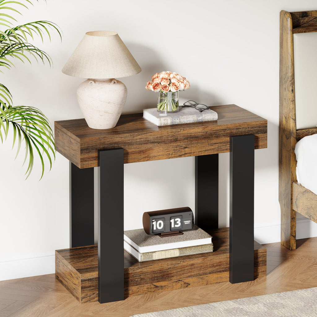 2-Tier Narrow End Table with Storage Shelf J980020