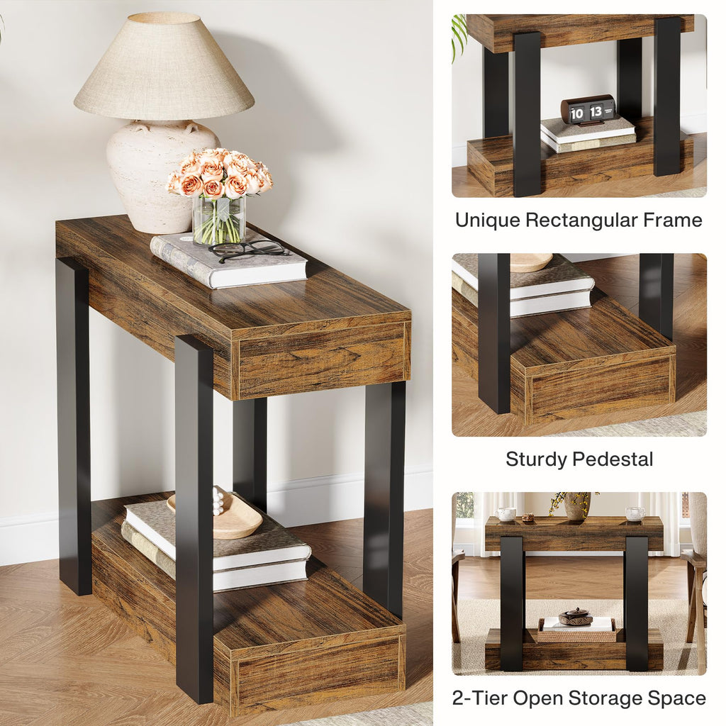 2-Tier Narrow End Table with Storage Shelf J980020
