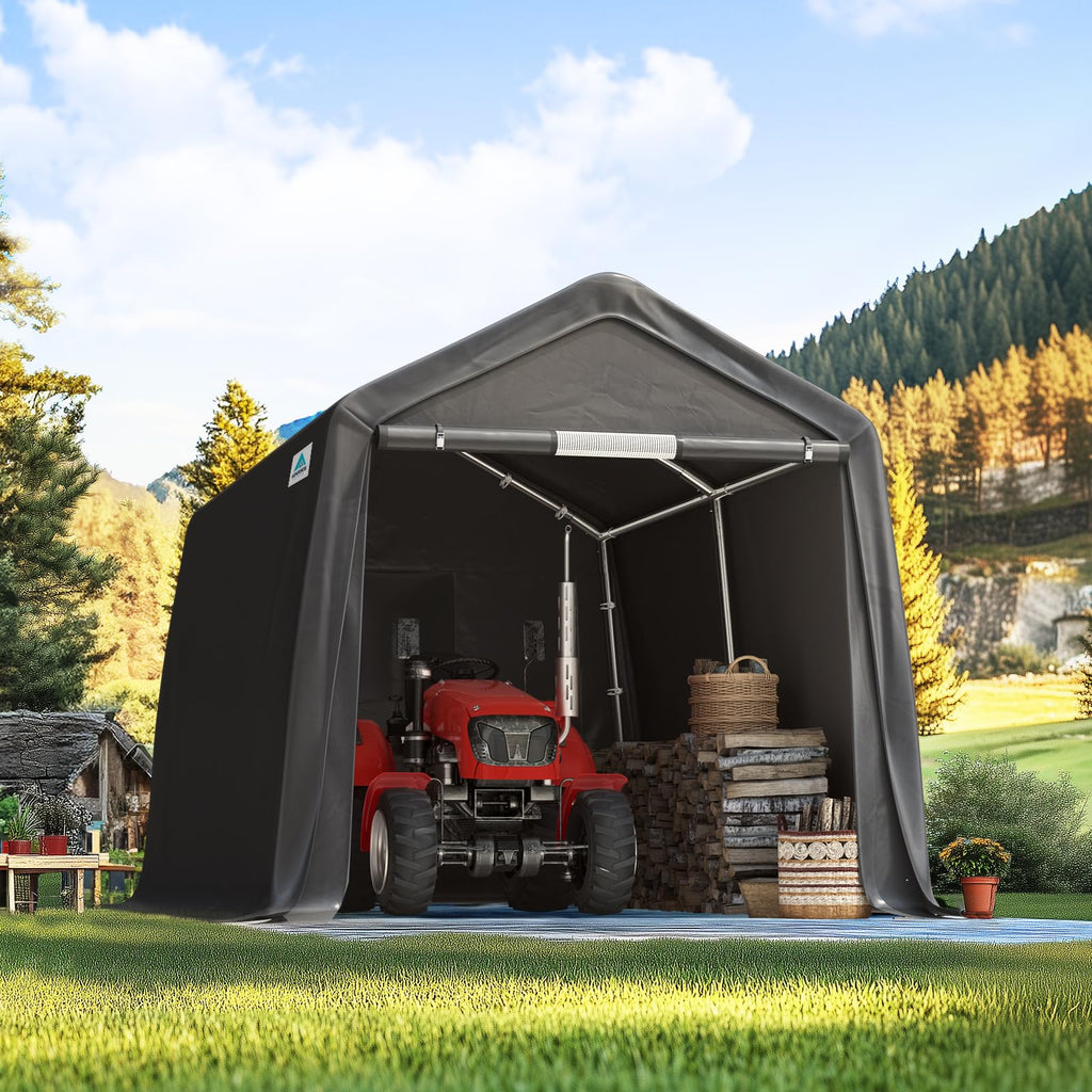 8x14 ft Steel Portable Garage Shelter with 2 Roll up Doors N662