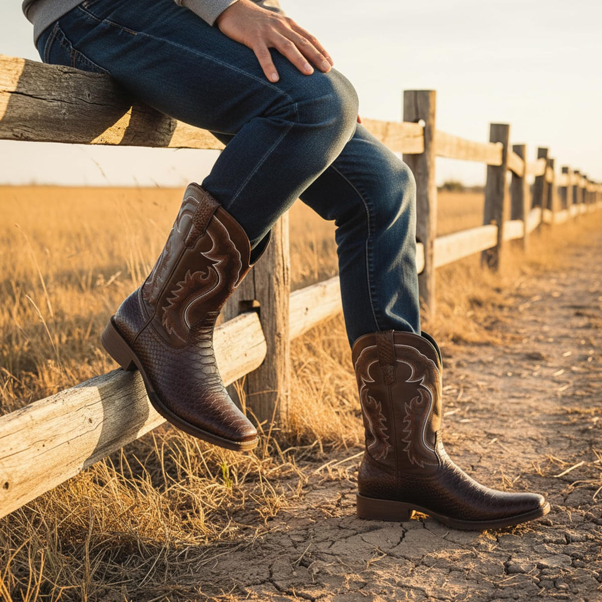 Cowboy Boots for Men Square Toe Mid Calf K225936