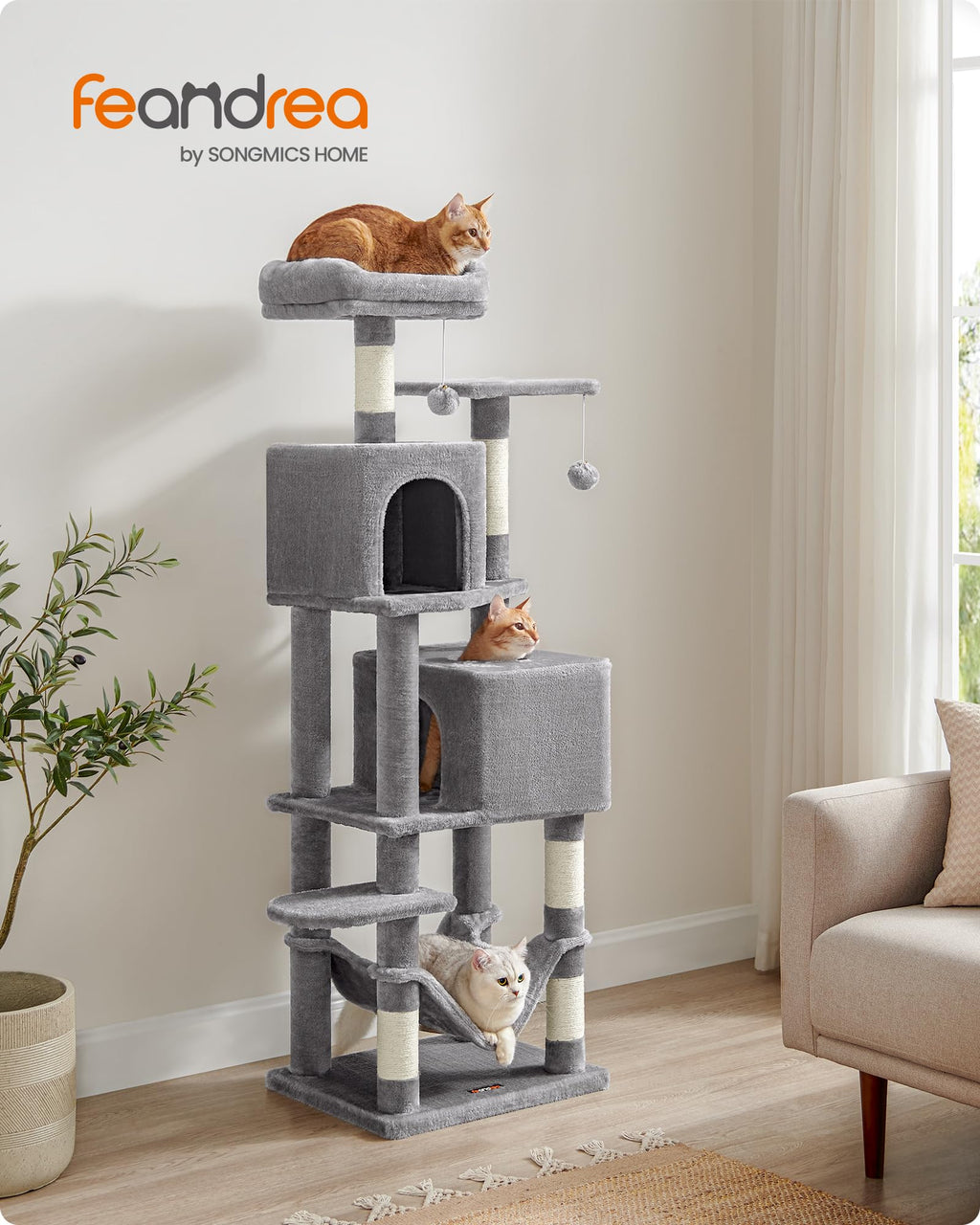 Light Gray Cat Tree H133