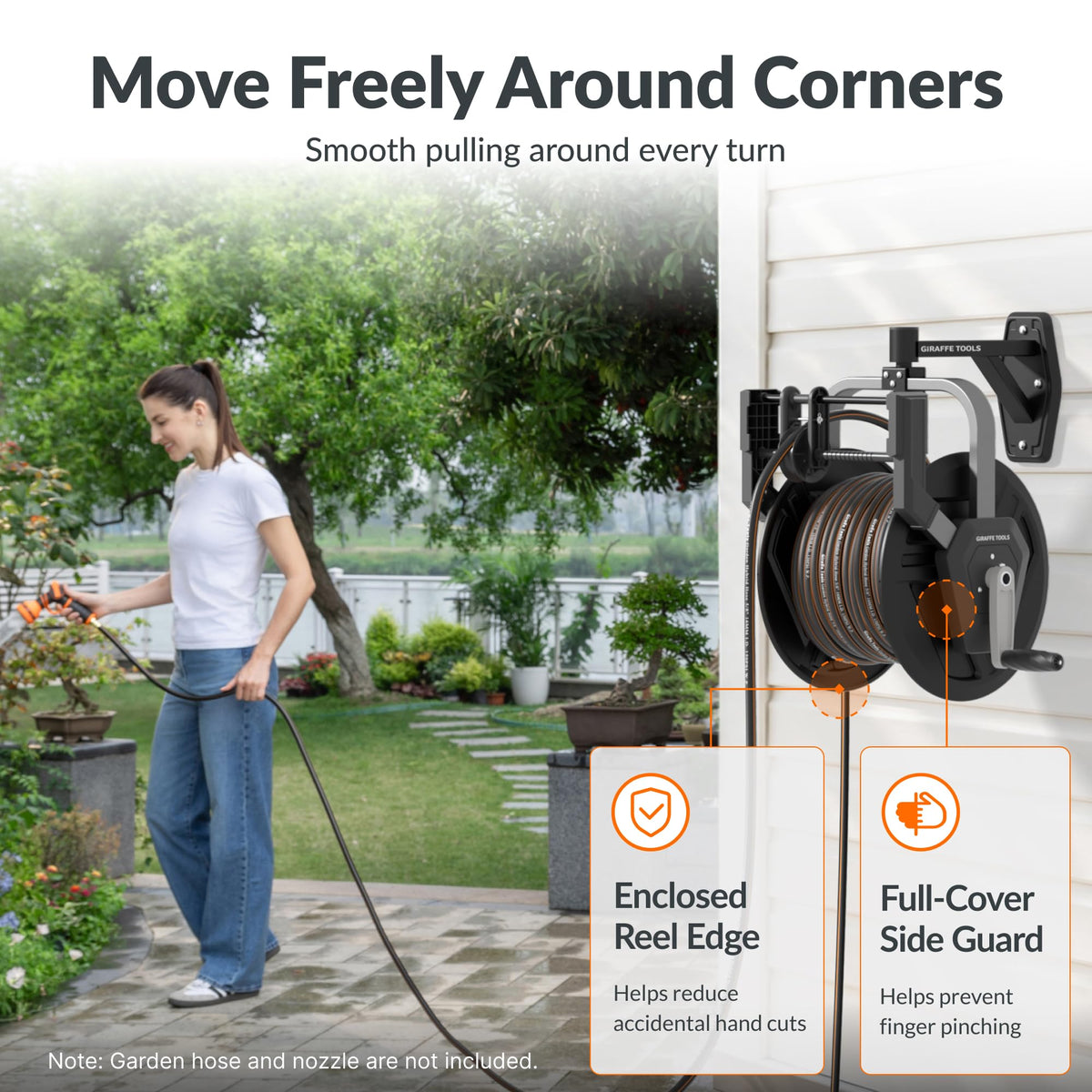 Wall Mounted 125FT 5/8" Hose Capacity Heavy Duty Retractable Hose Reel X826757