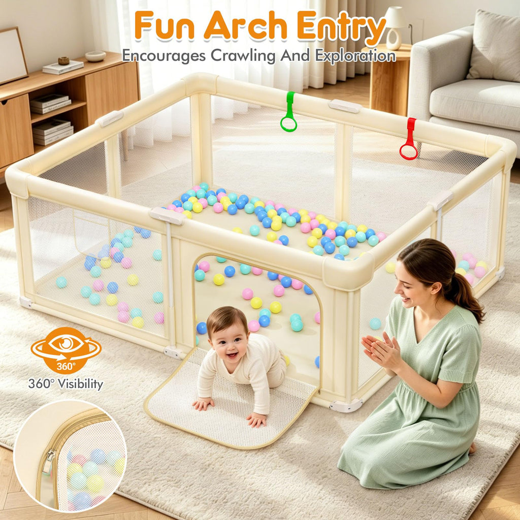 Foldable Baby Playpen with Mat J49188