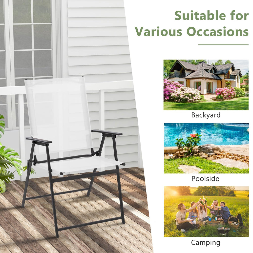 White Set of 2 Folding Patio Chairs with Metal Frame K94618