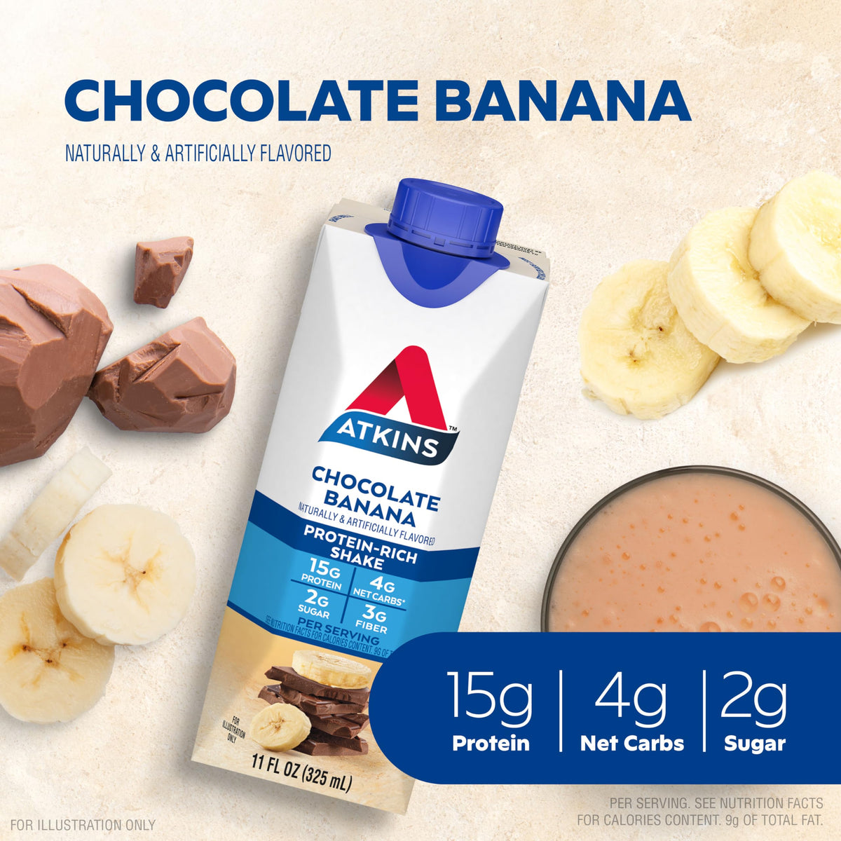 Chocolate Banana & Café Caramel Protein Shake, 15g Protein, Keto Friendly B741