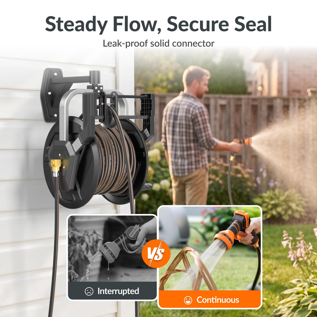 Wall Mounted 125FT 5/8" Hose Capacity Heavy Duty Retractable Hose Reel X826757