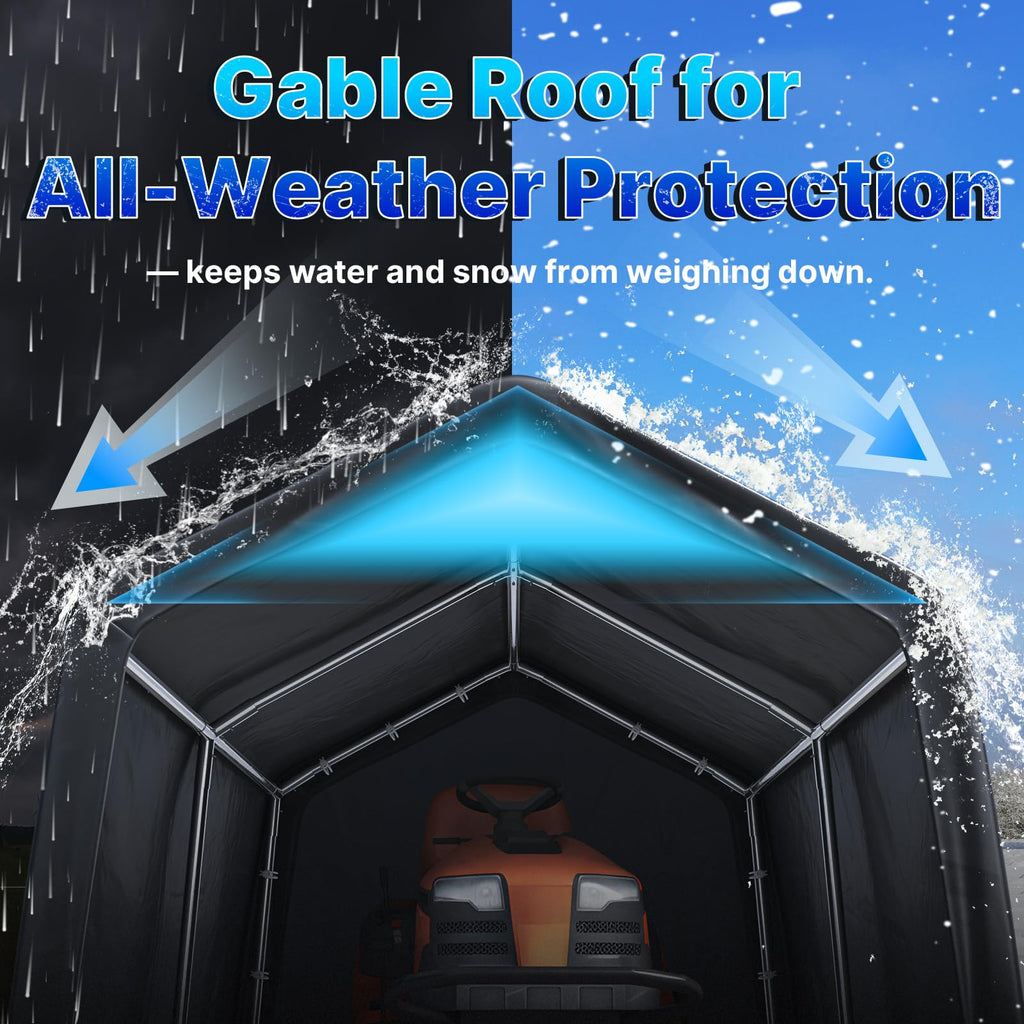 8x14 ft Steel Portable Garage Shelter with 2 Roll up Doors N662