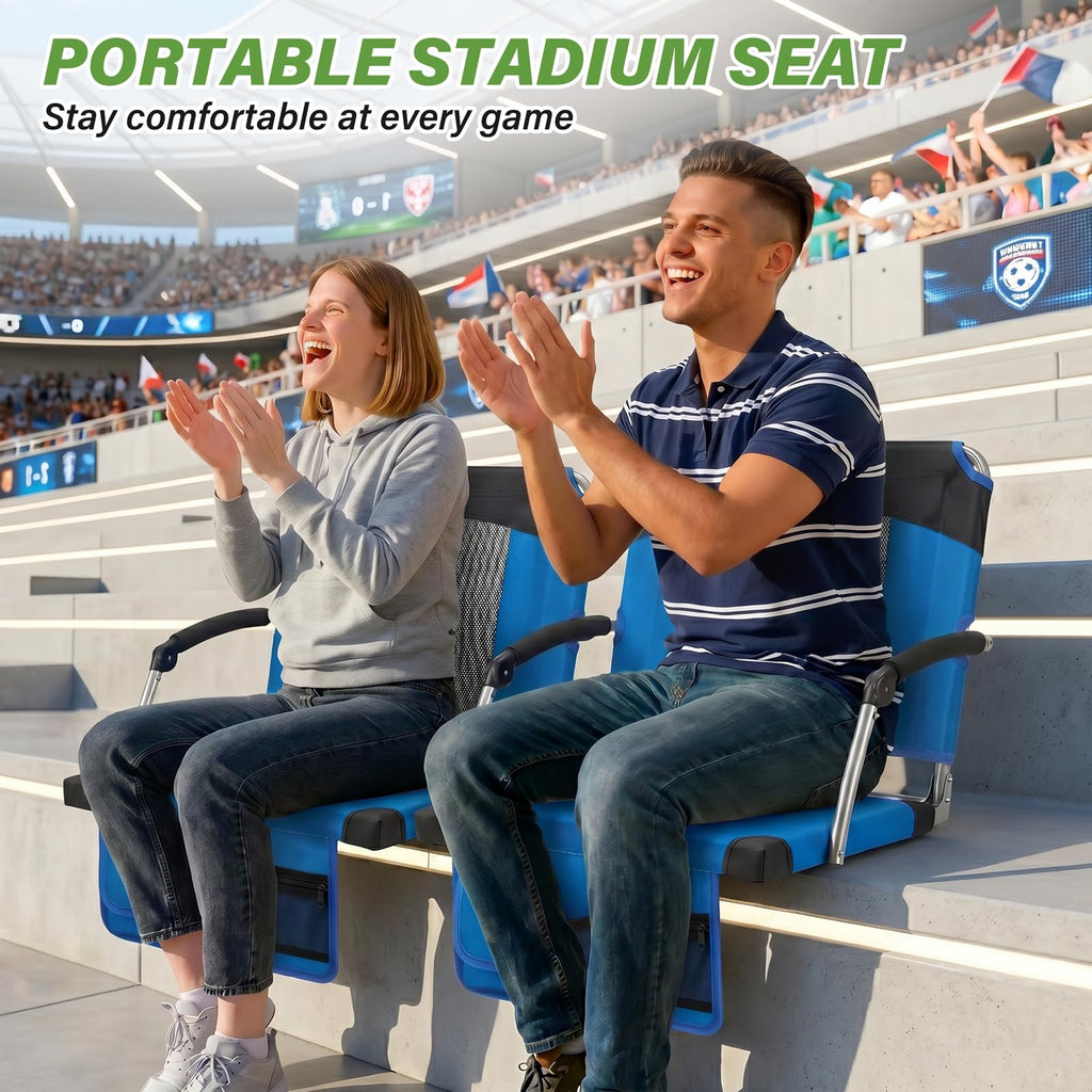 2 Pack Blue Stadium Seats with Back Support & Armrests G790