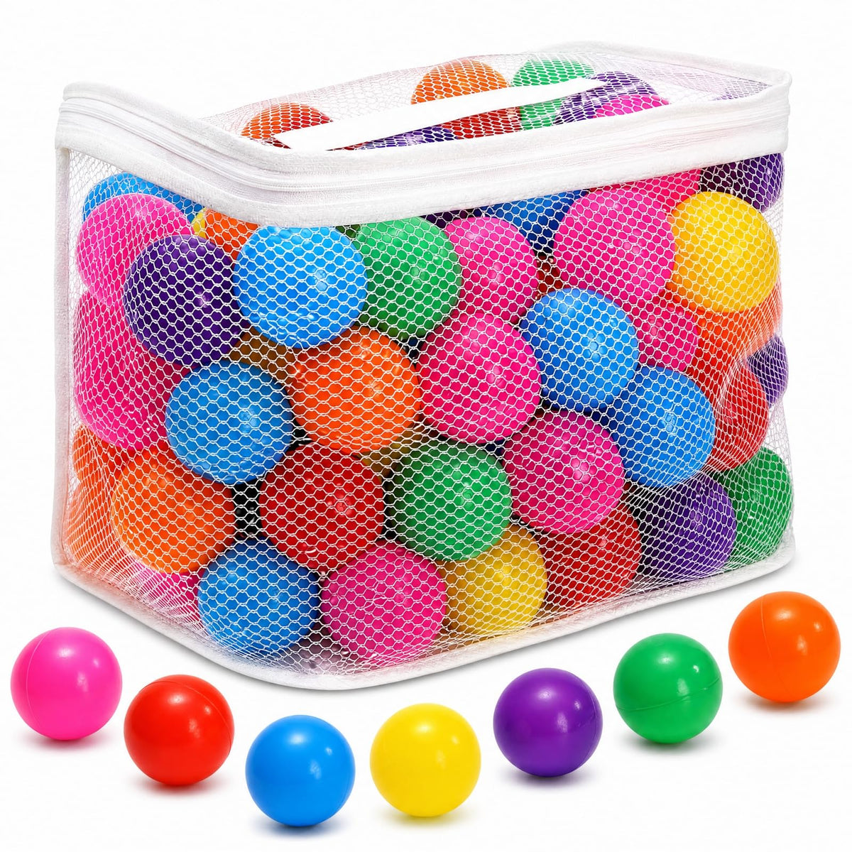 100 Pack 2 Inch Plastic Ball Pit Balls with Storage Bag S74470