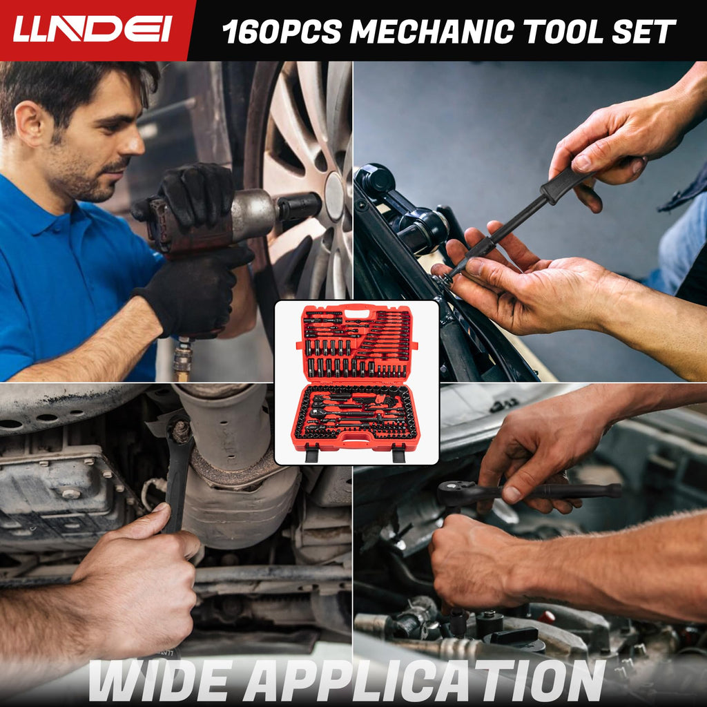 160Pc Mechanics Socket Set 1/2 1/4 3/8" Drive Metric P320