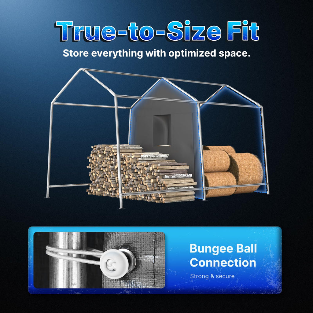 8x14 ft Steel Portable Garage Shelter with 2 Roll up Doors N662