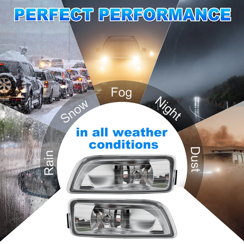 Fog Lights Assembly with Halogen Bulbs Clear Lens Switch Harness Kit T15033