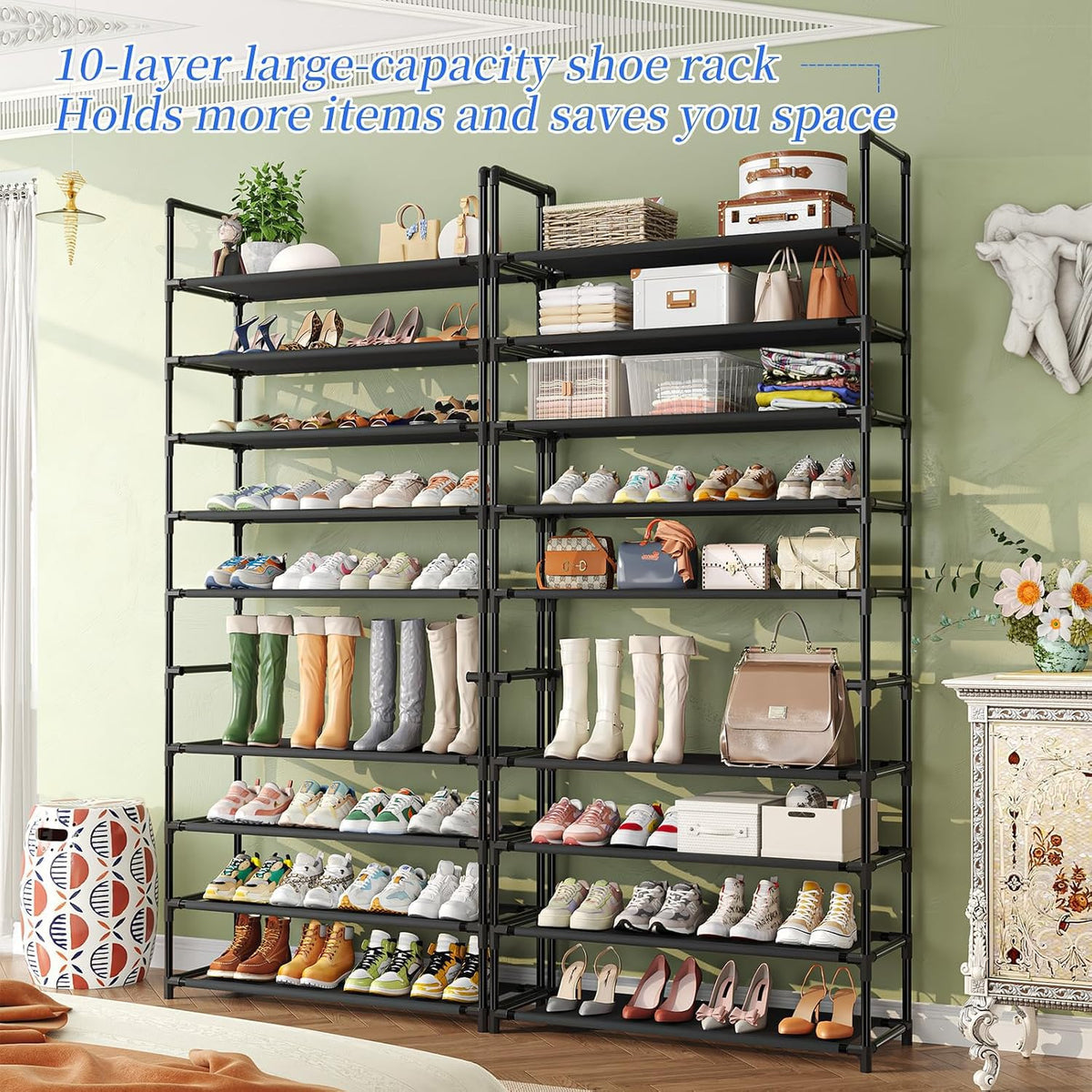 Black 10 Tier Shoe Rack U143133