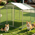 Large Outdoor Dog Kennel Heavy Duty Metal Dog Run with Weatherproof Cover T662198