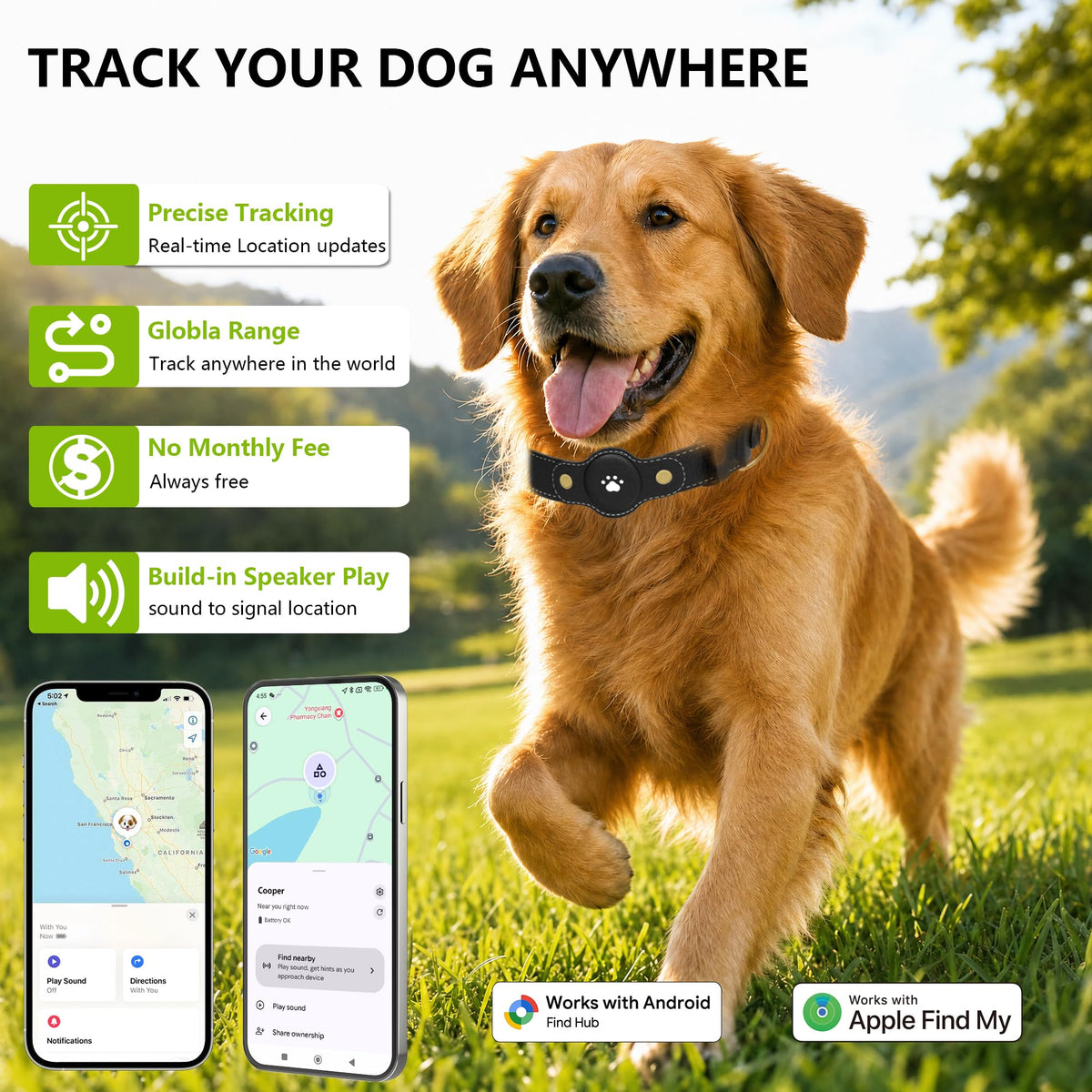 GPS Tracker for Dogs – Smart Dog Collar & Pet Tracker U827305
