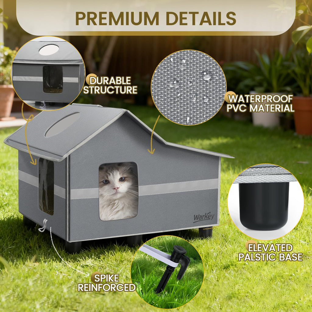 Weatherproof Insulated Outdoor Cat House with Cozy Mat M6818