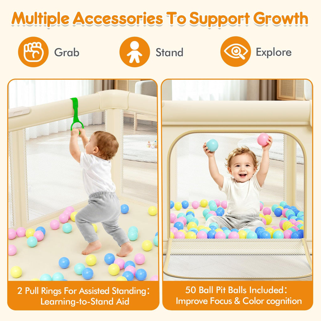 Foldable Baby Playpen with Mat J49188