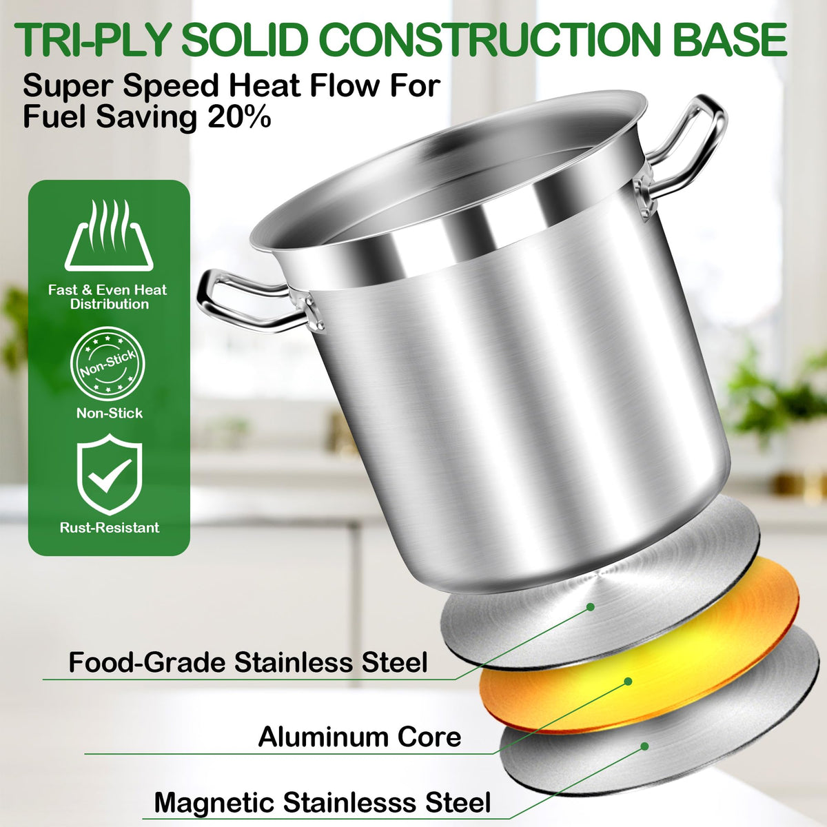 40 Quart Stainless Steel Stockpot with Lid B623016