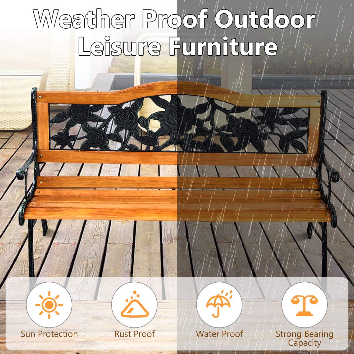 50 Inch Hardwood Frame Patio Bench N9130