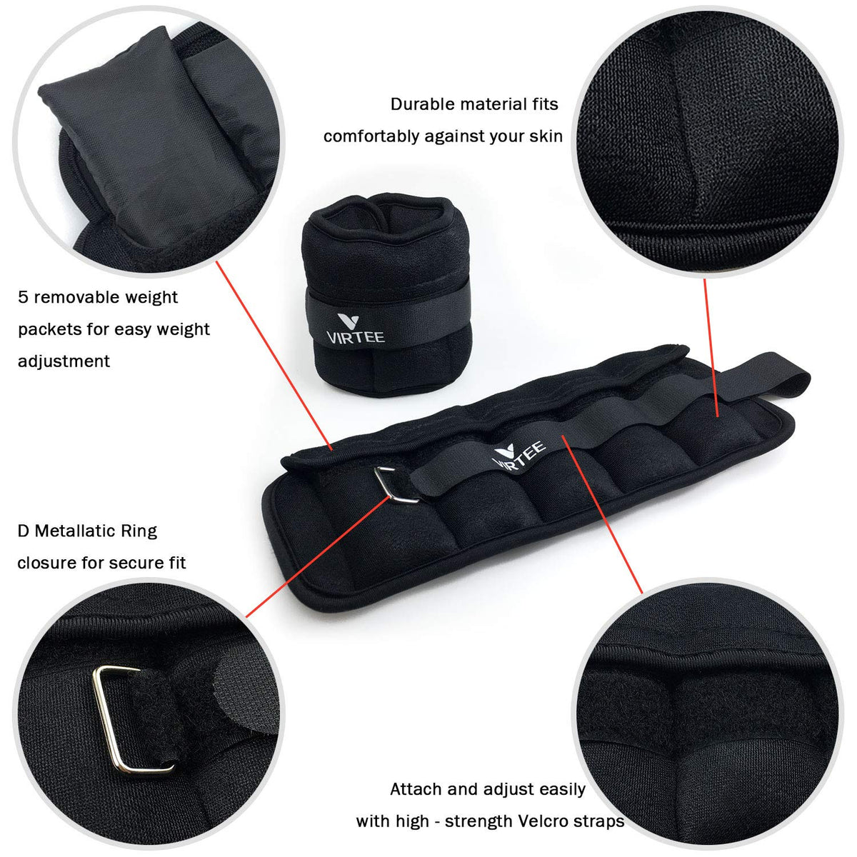 Adjustable Ankle Weights 1-3 Lbs Pair X212379