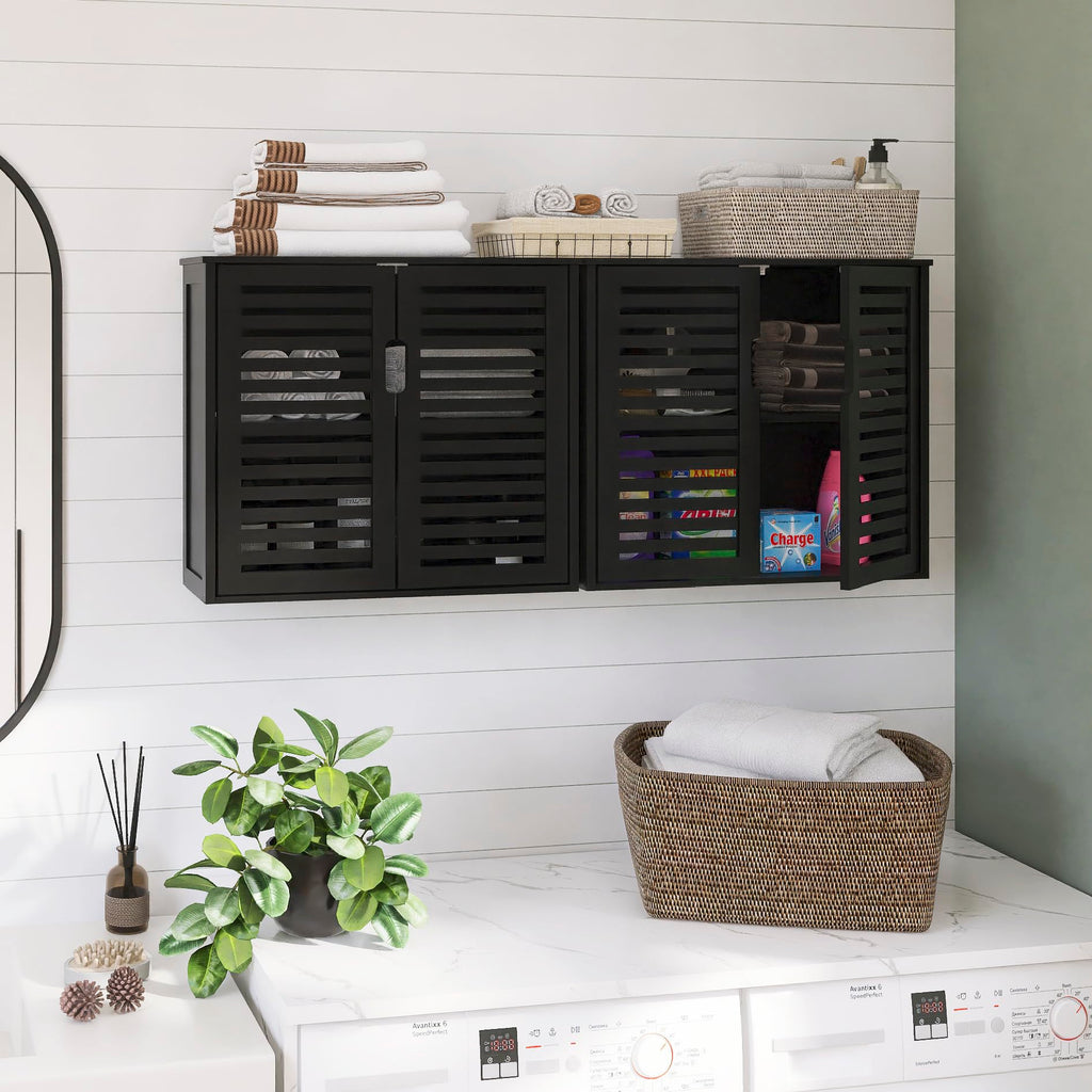 Black Bathroom Storage Cabinet with Adjustable Shelf J5864