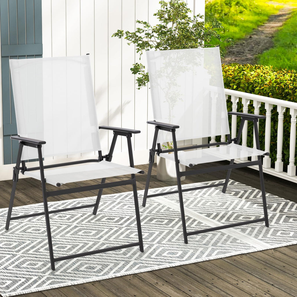 White Set of 2 Folding Patio Chairs with Metal Frame K94618
