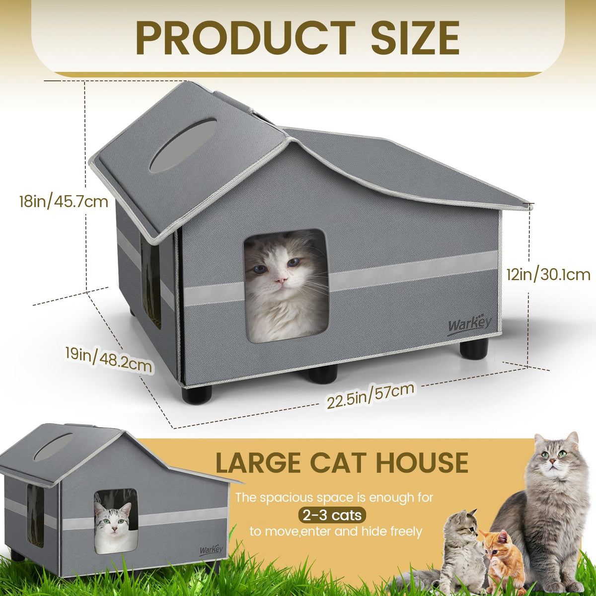 Weatherproof Insulated Outdoor Cat House with Cozy Mat M6818