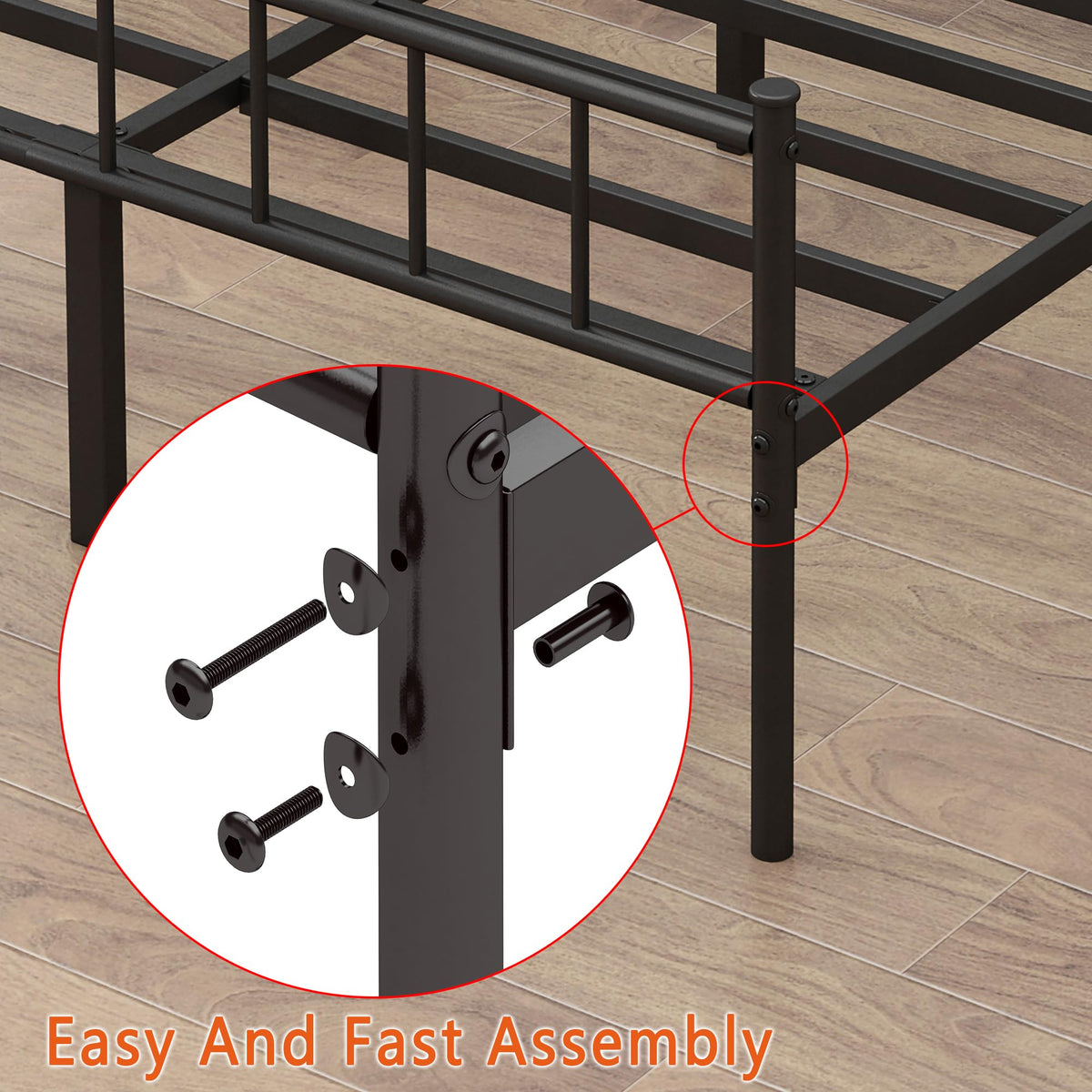 Queen Metal Bed Frame with Steel Slat Support N370500